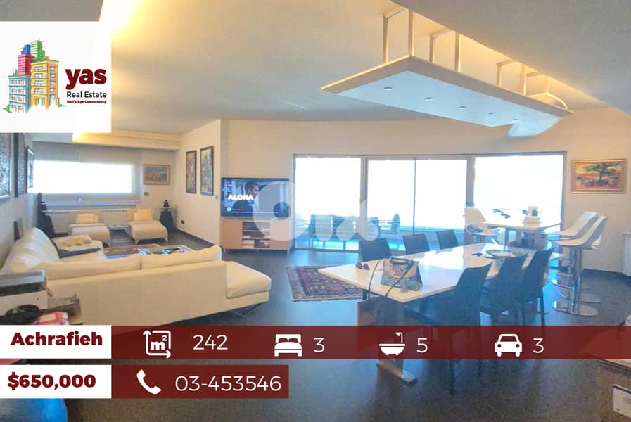 Achrafieh 242m2 | Luxury Decorated | Excellent condition | PA | 0