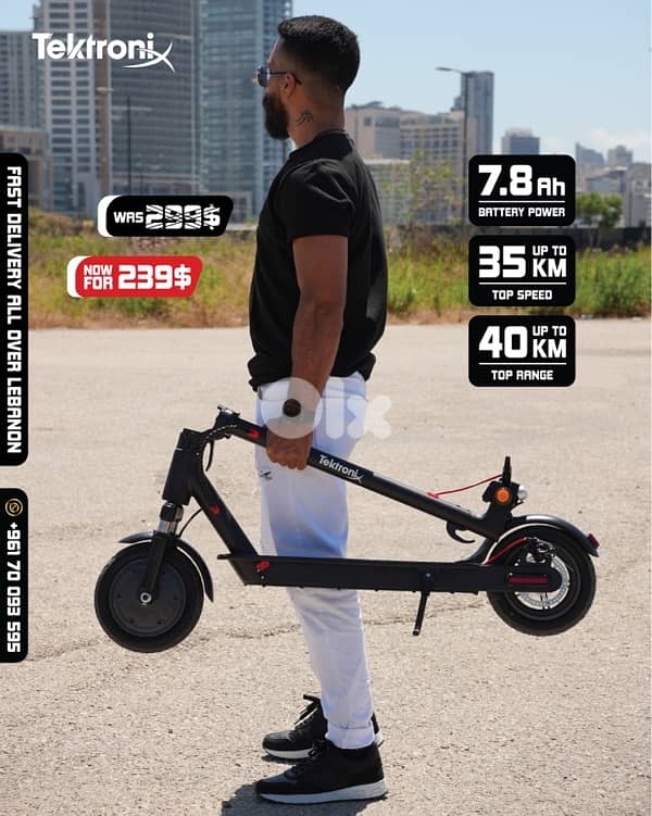Electric Scooter Black 35KM Range + Front Suspension & Two Flashers 0