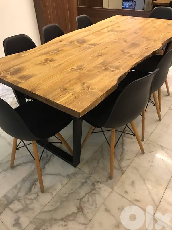 Real wood & metal table . (without chairs) 3