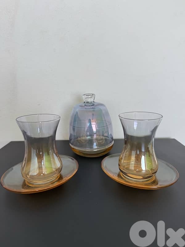 Lav Traditional Tea Glasses And Saucers Set with Sugar Container 2