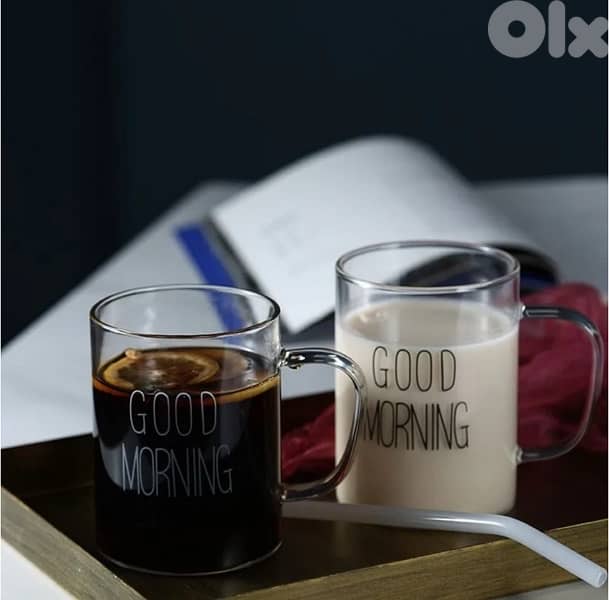 Glass Transparent Cup Good Morning With Handle 10 x 7 cm 1