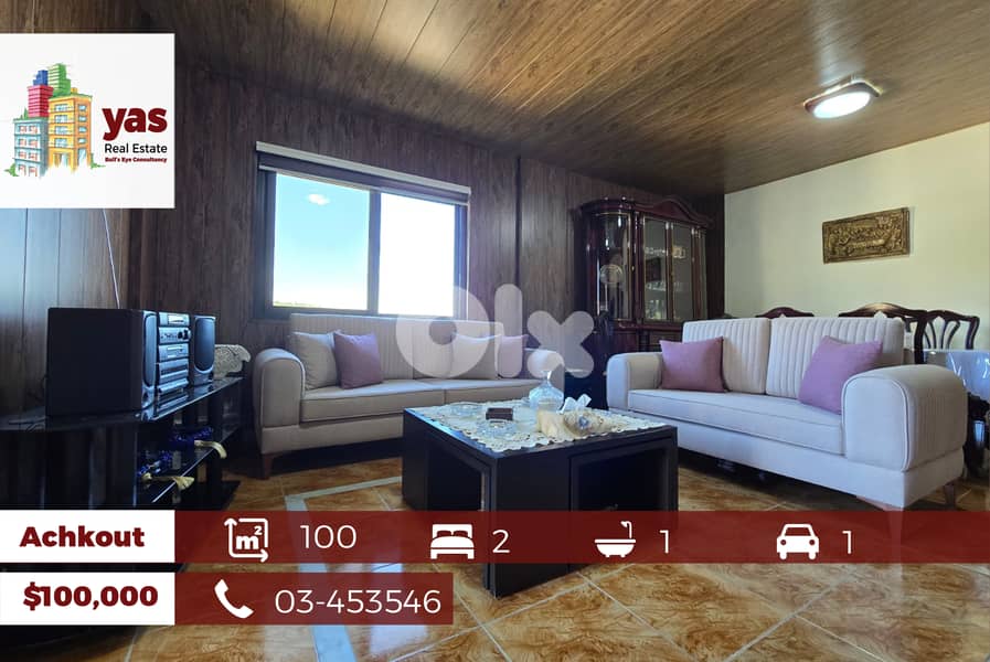 Achkout 100m2 | Well Maintained | Panoramic Mountain View | DA | 0
