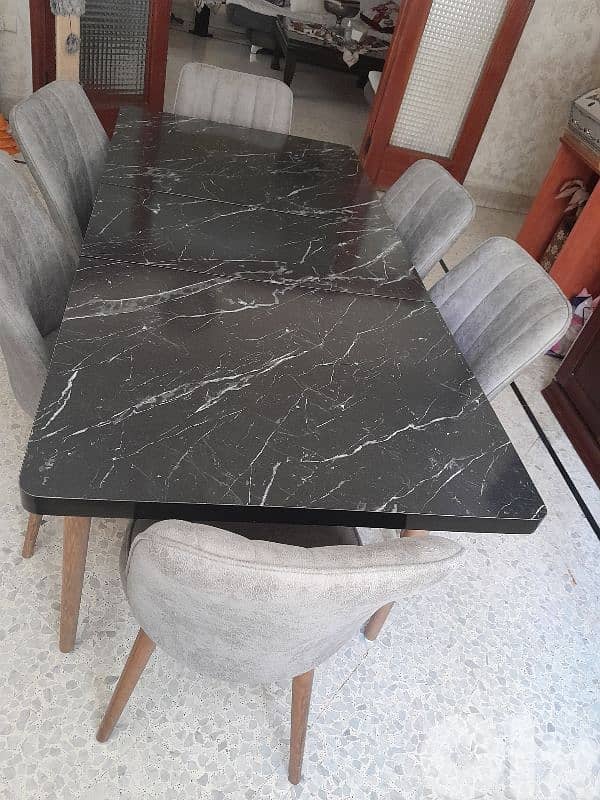 طاولة سفرة وستة كراسي تركي 0