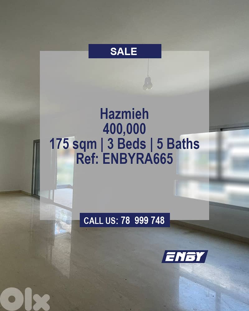 Apartment for sale in Hazmieh | Modern & Bright | 24/7 Electricity 0