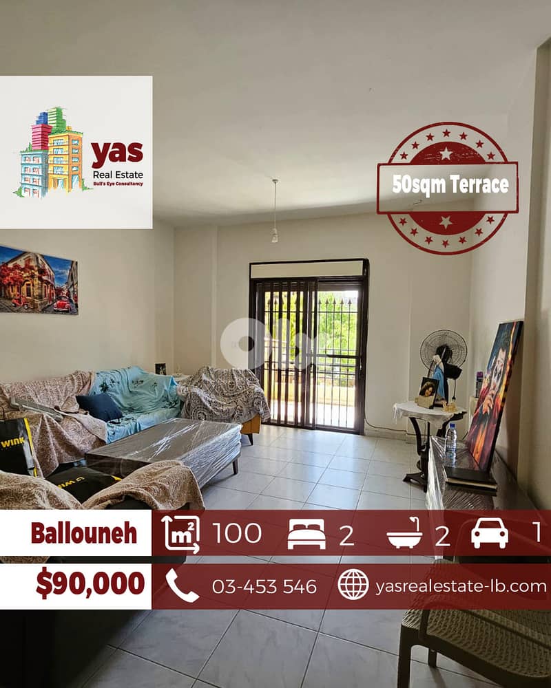 Ballouneh 100m2 | 50m2 Terrace | Luxury | Prime Location | Catch | TO 0