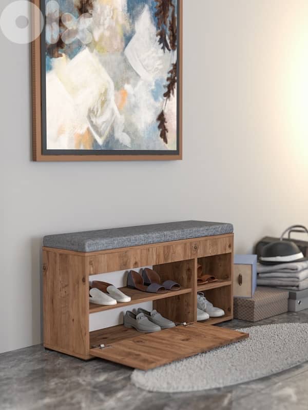 Shoe Cabinet with Seat Cushion - خزانة أحذية مع طراحة للجلوس 0
