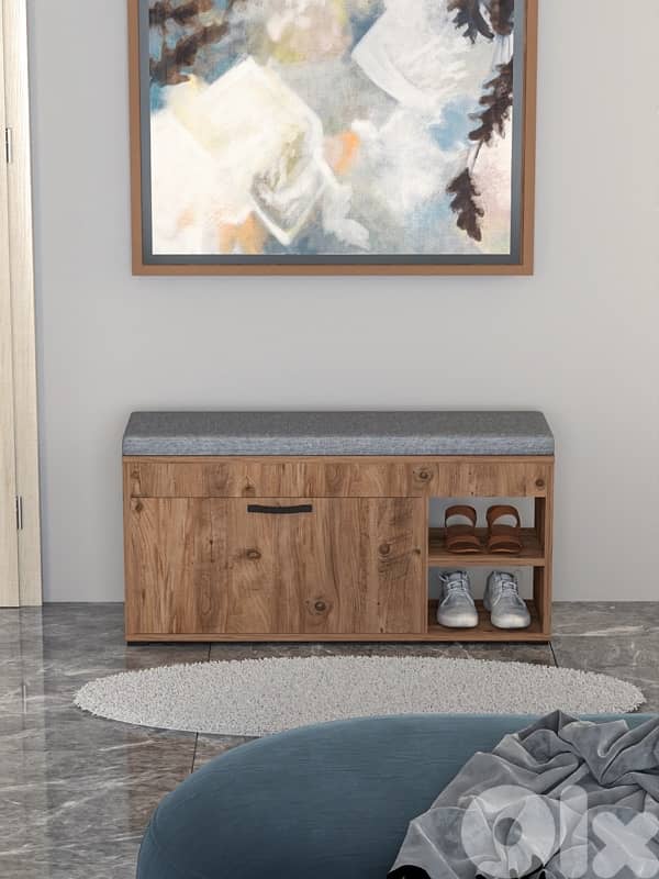Shoe Cabinet with Seat Cushion - خزانة أحذية مع طراحة للجلوس 1