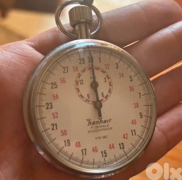 HanHart 7 JEWELS shockproof 1/10 sec Vintage German stopwatch 1960’s 1