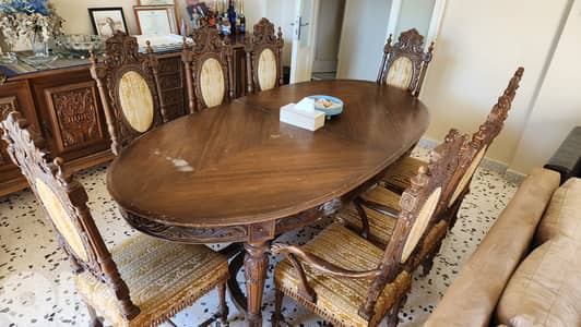 Rustic dining room غرفة سفرة قديمة شغل ايد