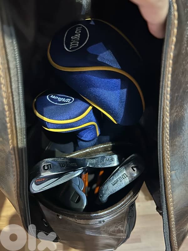 Genuine Leather Golf Bag with Bats 4