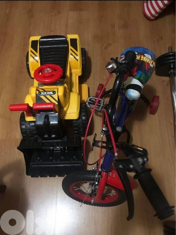 kids bicycle and electric truck 1