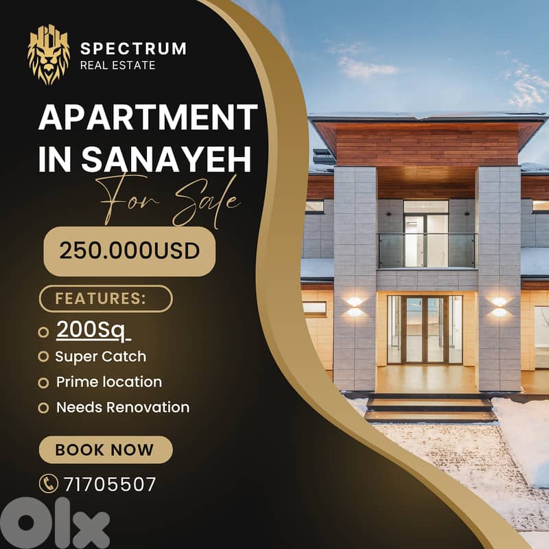 1250$/Sq APARTMENT IN SANAYEH PRIME NEEDS RENOVATION, (BT-2000) 0