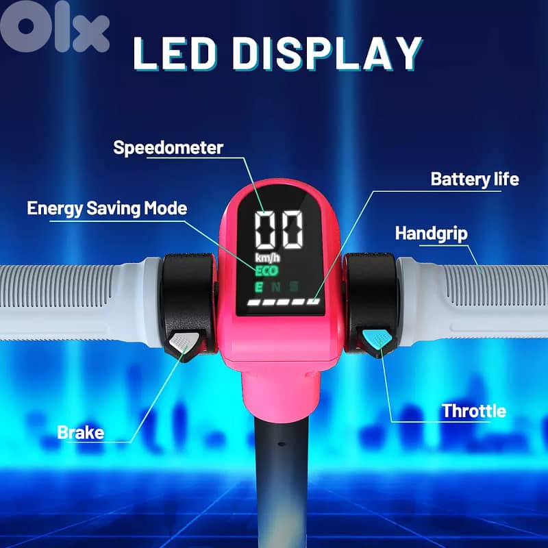 Scooter For Kids Bluetooth LED Display 14KM - Pink 4