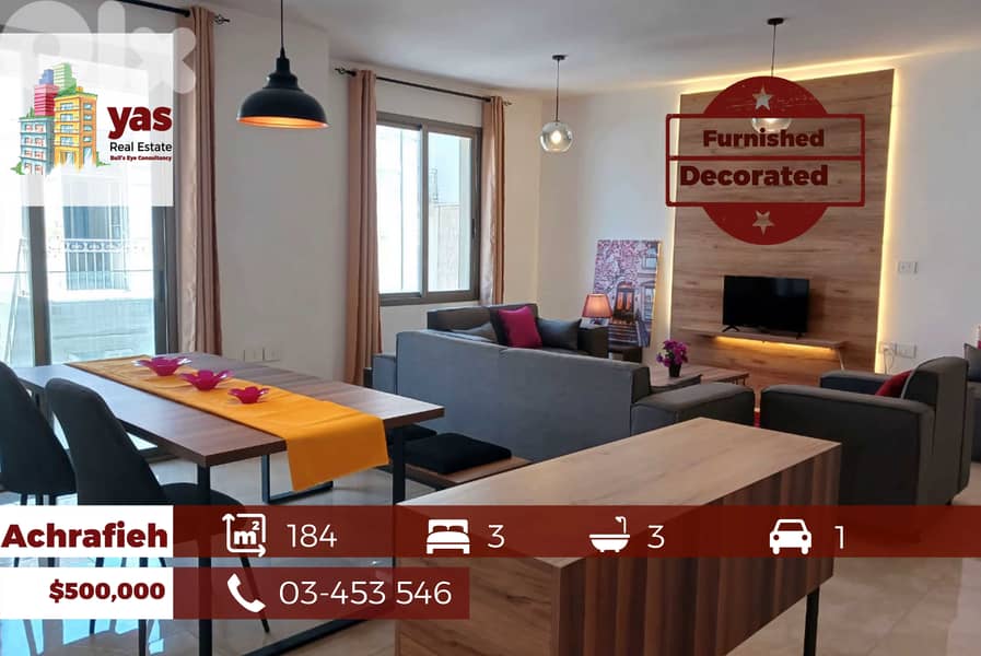 Achrafieh / Gemmayzeh 184m2 | Decorated Flat | Quiet Street | PA | 0
