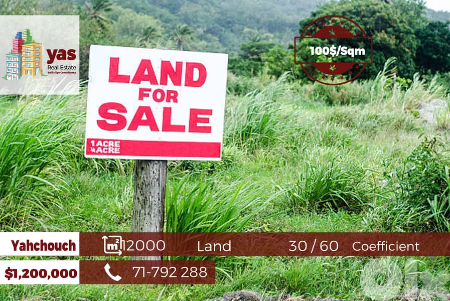 Yahchouch 12000m2 Land | 360° Panoramic Views | 30 / 60 | Premium | WA 0