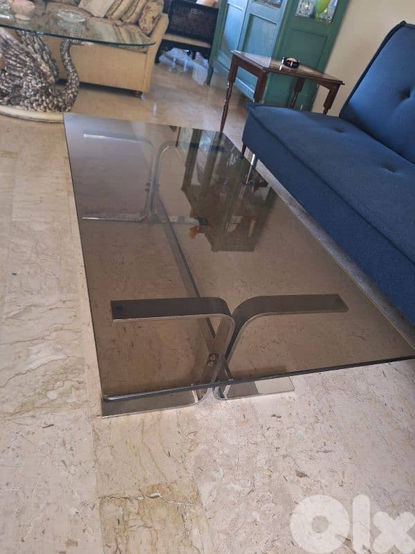 coffee table chrome Italy seventies original 0