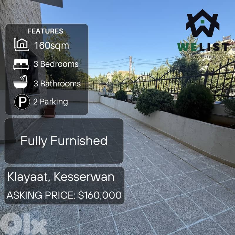 Apartment + Terrace for sale in Klayaat شقة للبيع في منطقة القليعات 0