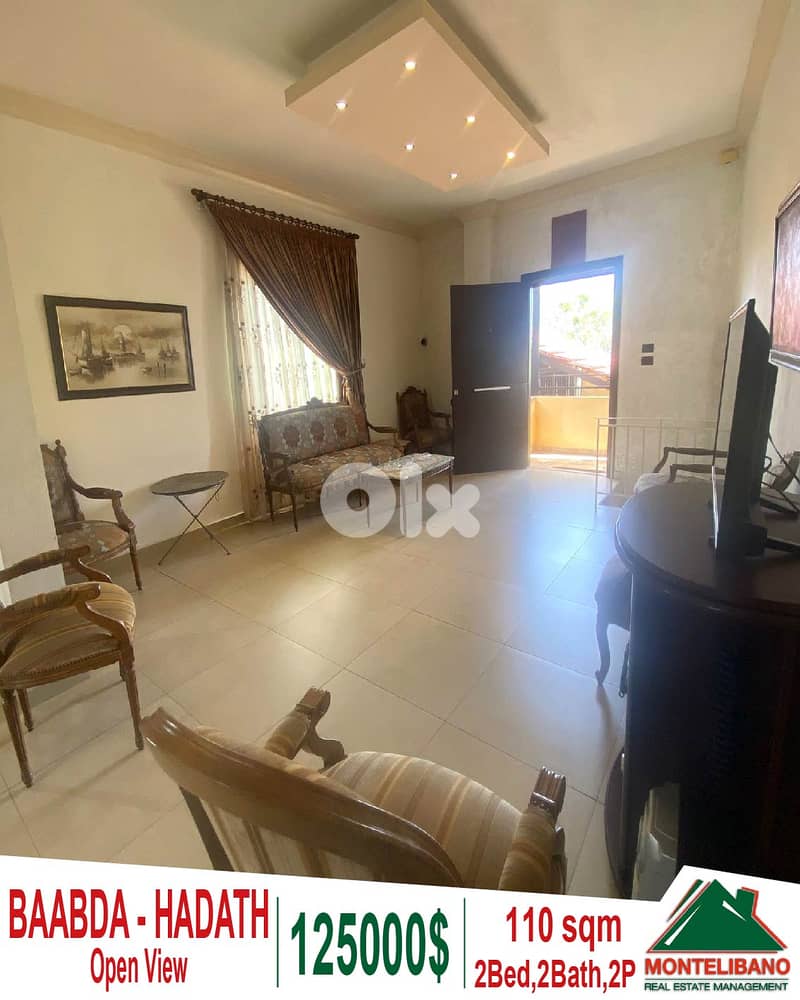 Renovated 110 sqm Apartment For Sale in Baabda - Hadath with Open View 0