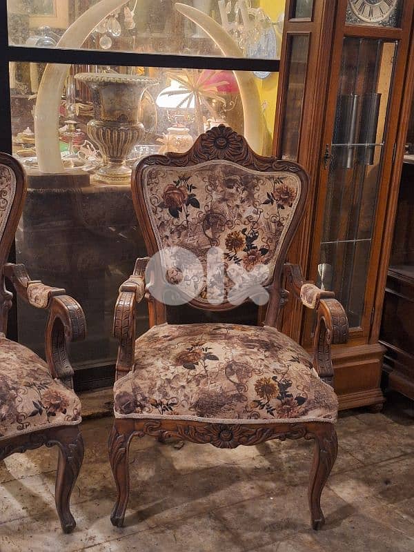 2 wood armchairs 1