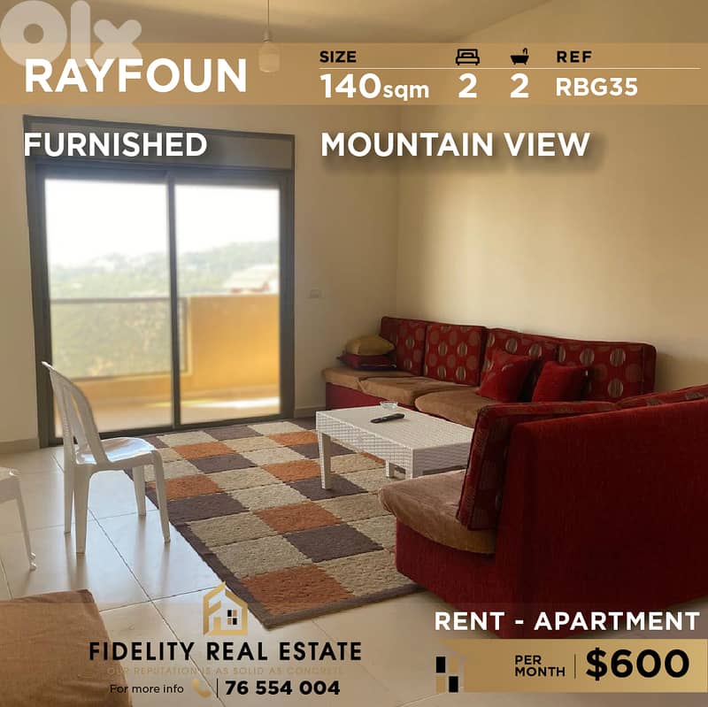 Apartment for rent in Rayfoun RBG35 شقة مفروشة للإيجار في ريفون 0