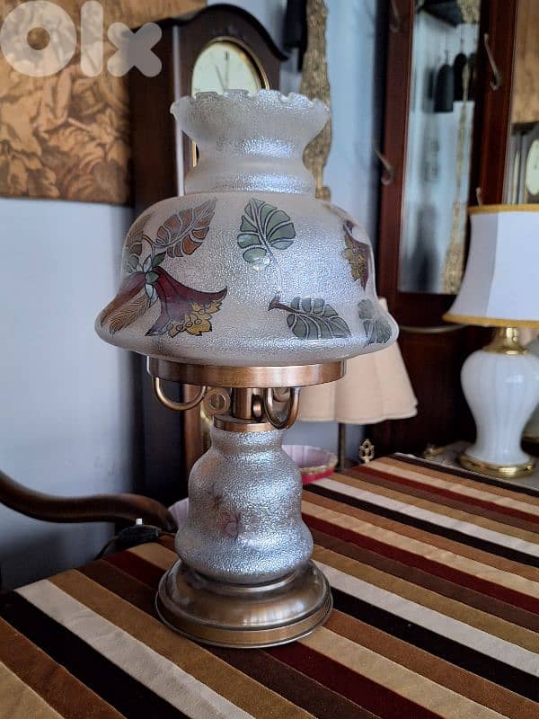Bronze and handpainted glass lamp 1