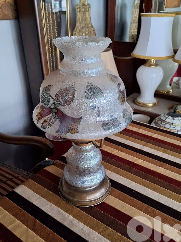 Bronze and handpainted glass lamp 3