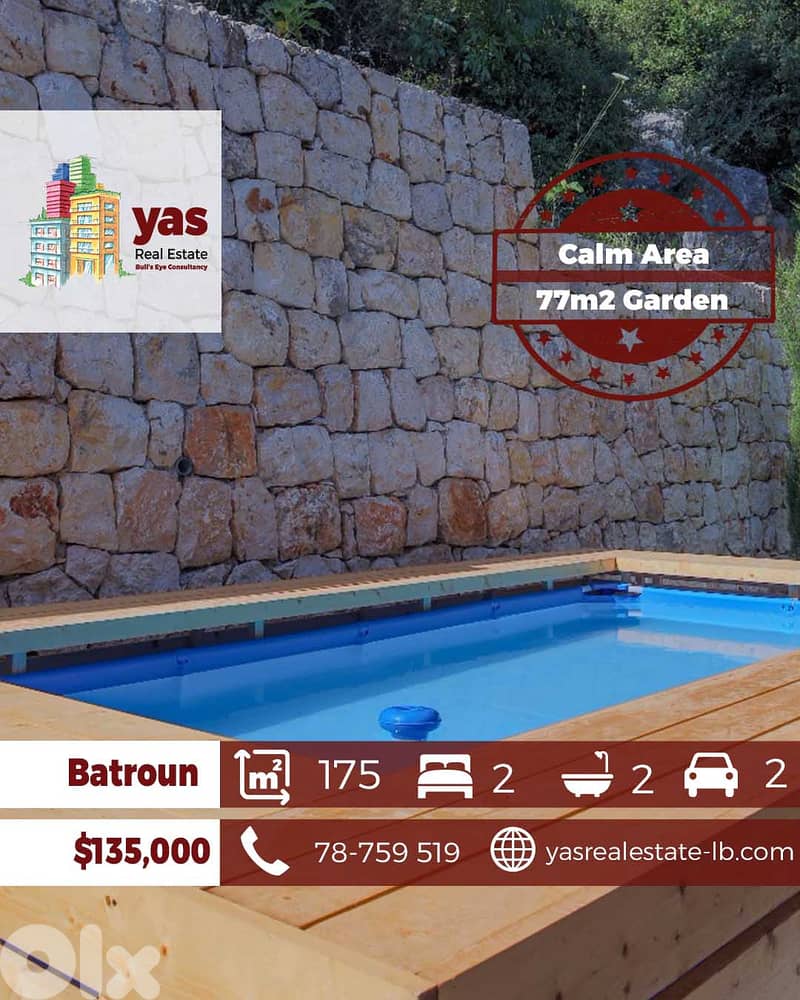 Batroun/Kobba 103m2 | 77m2 Garden | Pool | Calm Area | PA 0
