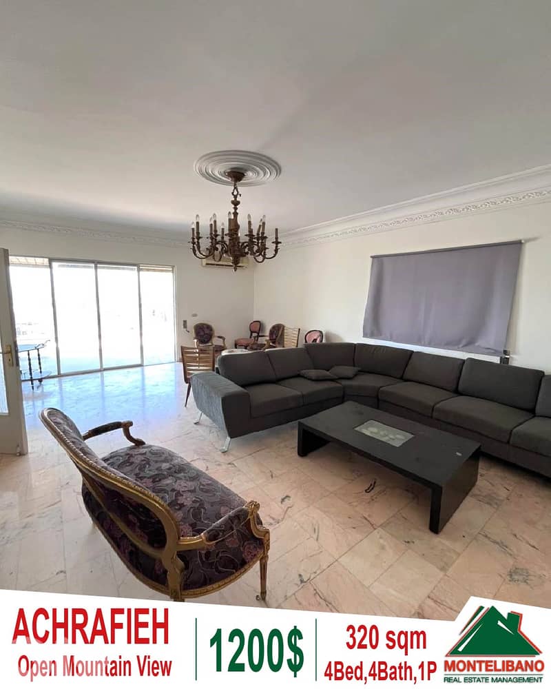 Fully Furnished 320 sqm Apartment For Rent in Achrafieh +Mountain View 0