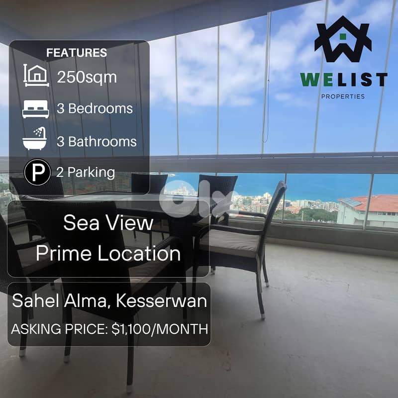 250sqm Apartment for rent in Sahel Alma - Jounieh REF MA25JSSA2501100R 0