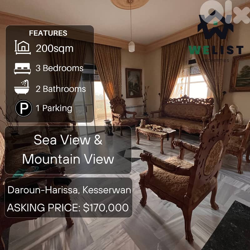 200sqm Apartment for sale in Daroun-Harissa, Kesserwan   MA25JSDH20017 0