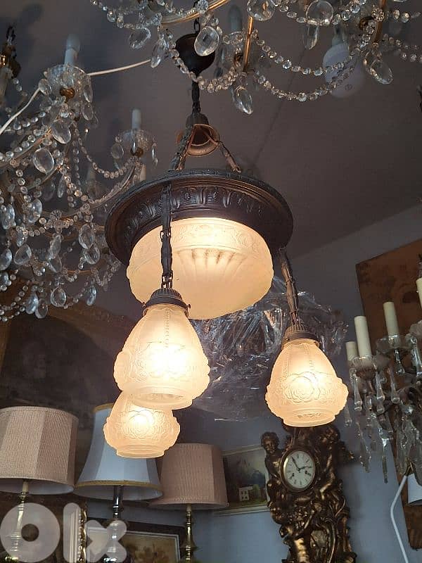 bronze and crystal chandelier 0