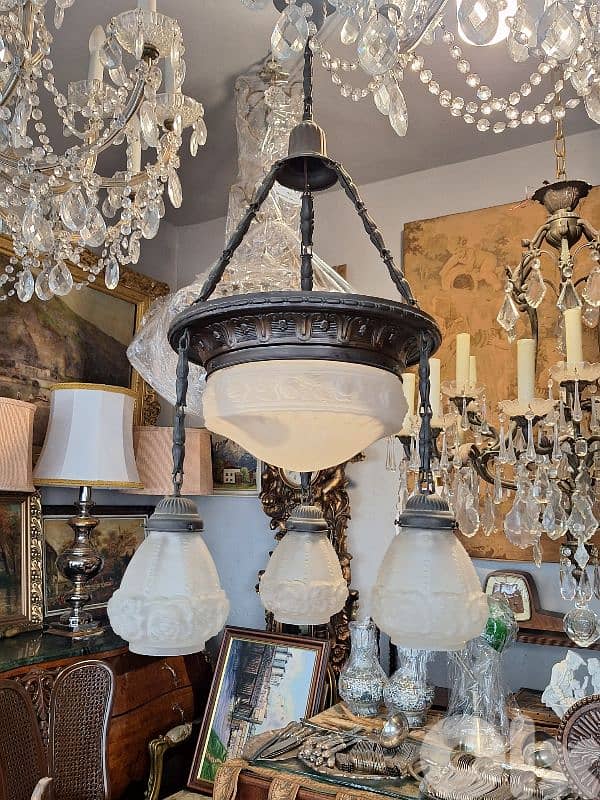 bronze and crystal chandelier 3