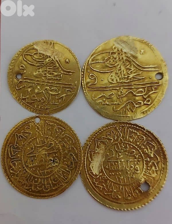 set of 4 Ottoman Gold Coins year 1187,1203,1223 AH  weight 9.3 grams 1