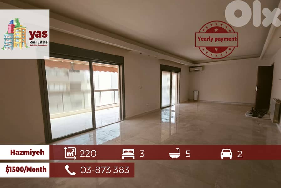 Hazmieh 220m2 | Mint Condition | Spacious Flat | Rent | AA/BG | 0