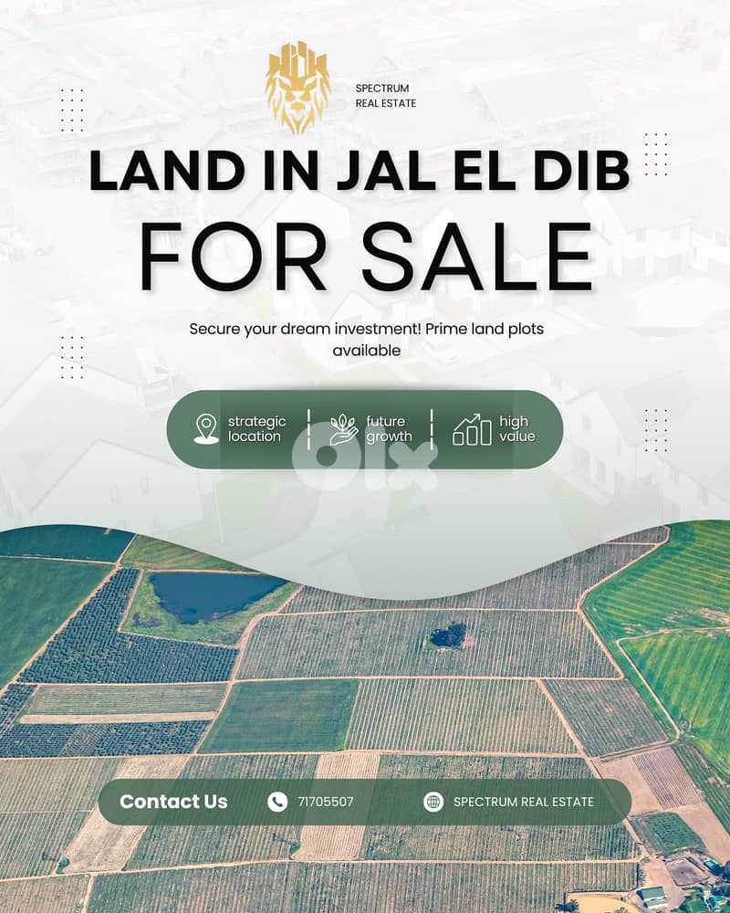 EXCLUSIVE LAND FOR SALE IN JAL EL DIB ZONE B2, CLOSE TO LINA'S 0