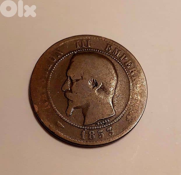 1853 France Napoleon III 10 Centimes bronze 0