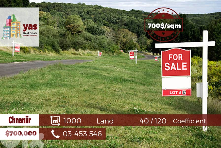 Chnaniir 1000m2 | Flat Land | Panoramic Sea View | 40 / 120 | WA | 0