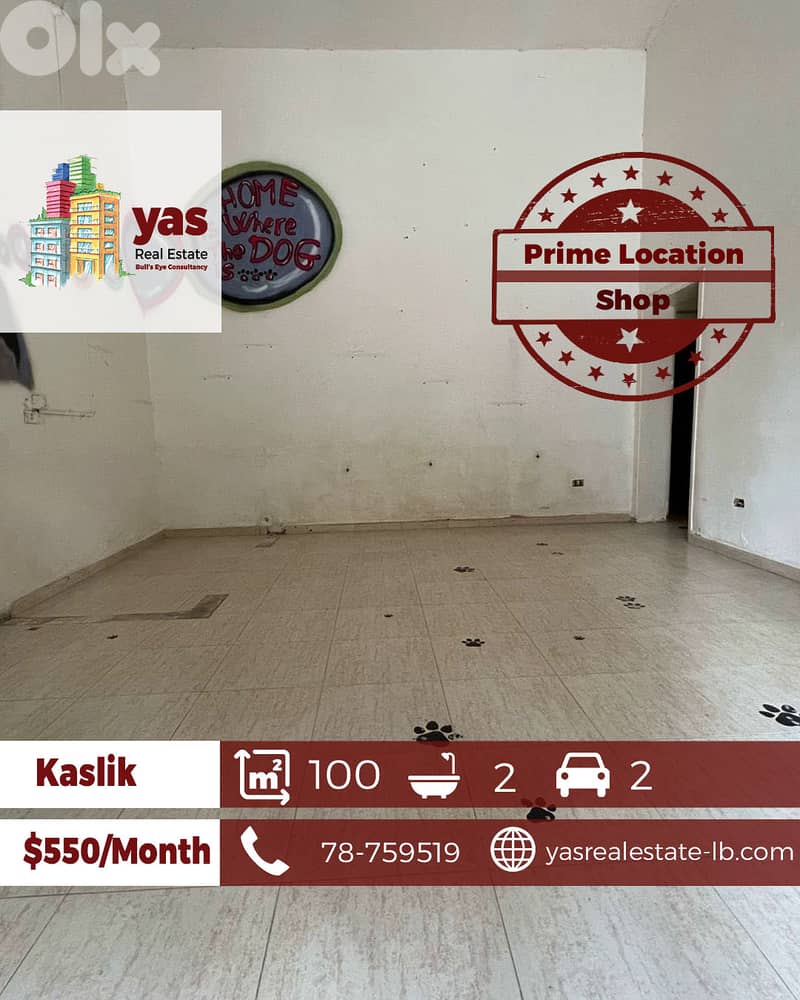 Kaslik 100m2 | Shop | Rent | Perfect Investment | EH 0