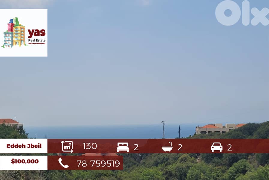 Eddeh Jbeil 130m2 | 70m2 Garden | Open Sea View | Brand New | PA | 0