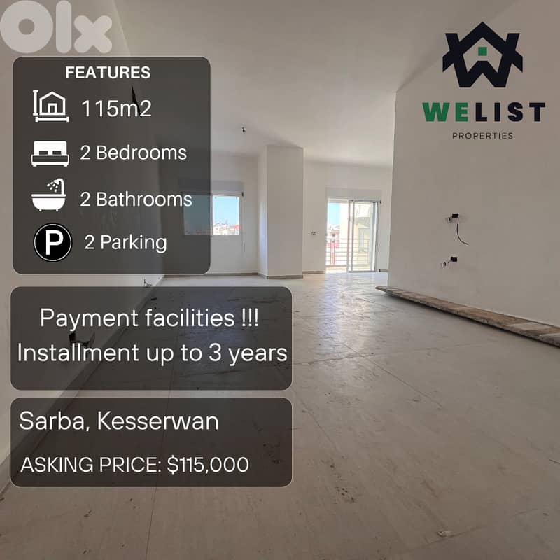 115sqm Apartment for sale in Sarba, Kesserwan REF: MA24JSS115115 0