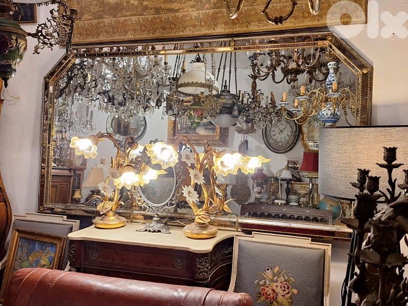 Large mirror 2m length colored mirror cadre and bronze inlaid 3