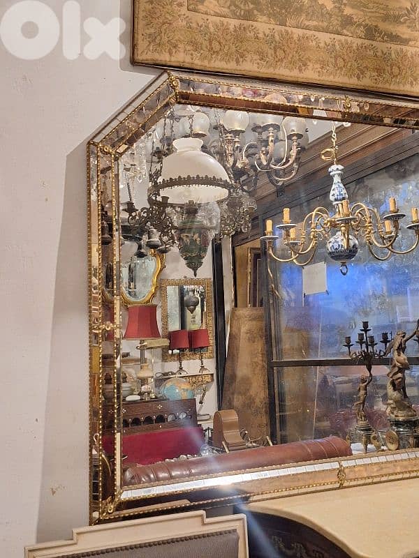 Large mirror 2m length colored mirror cadre and bronze inlaid 4