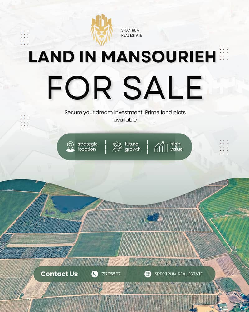MOUNTAIN VIEW LAND FOR SALE IN MANSOURIEH PRIME, ZONE 30/90, (MA-417) 0