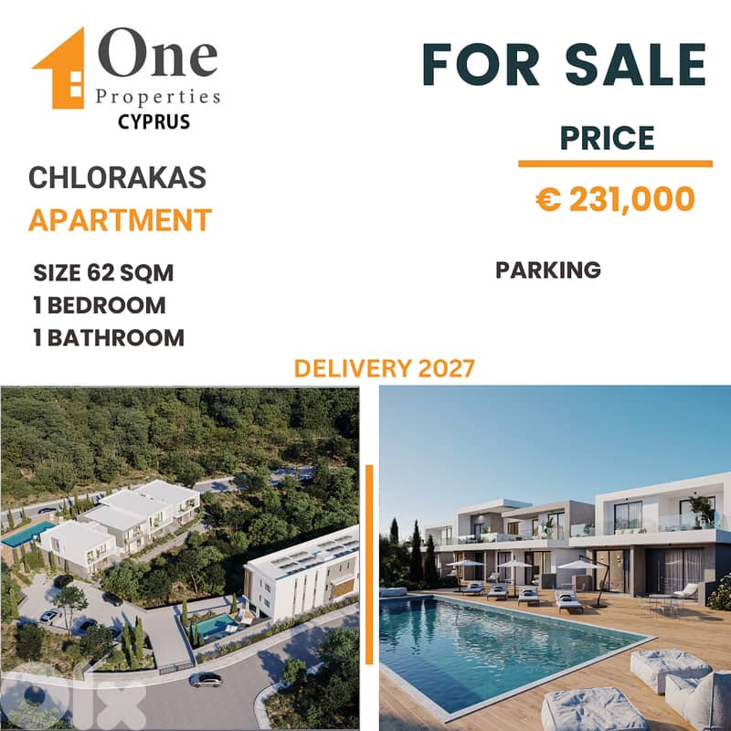 APARTMENT FOR SALE IN CYPRUS, CHLORAKAS. 0
