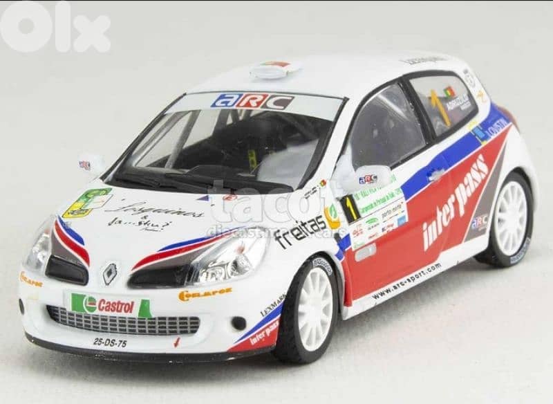 Renault Clio R3 Rally Villa Verde diecast car model 1;43. 1