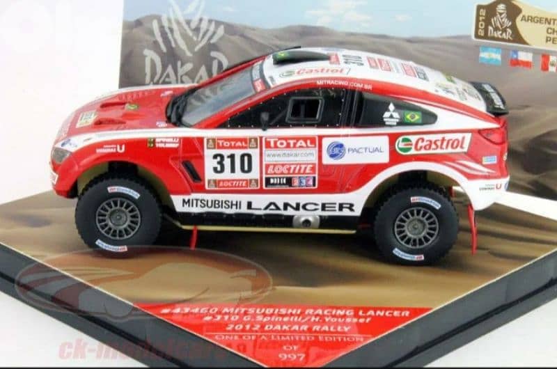 Mitsubishi Racing Lancer 2012 Dakar Rally diecast car model 1;43. 2