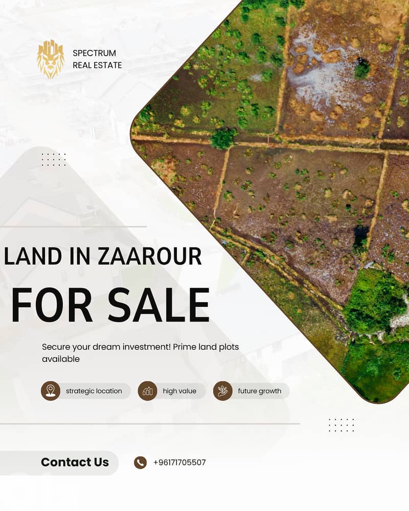 25$/Sq EXCELLENT LOCATION LAND FOR SALE IN ZAAROUR PRIME, ZONE 30/40 0