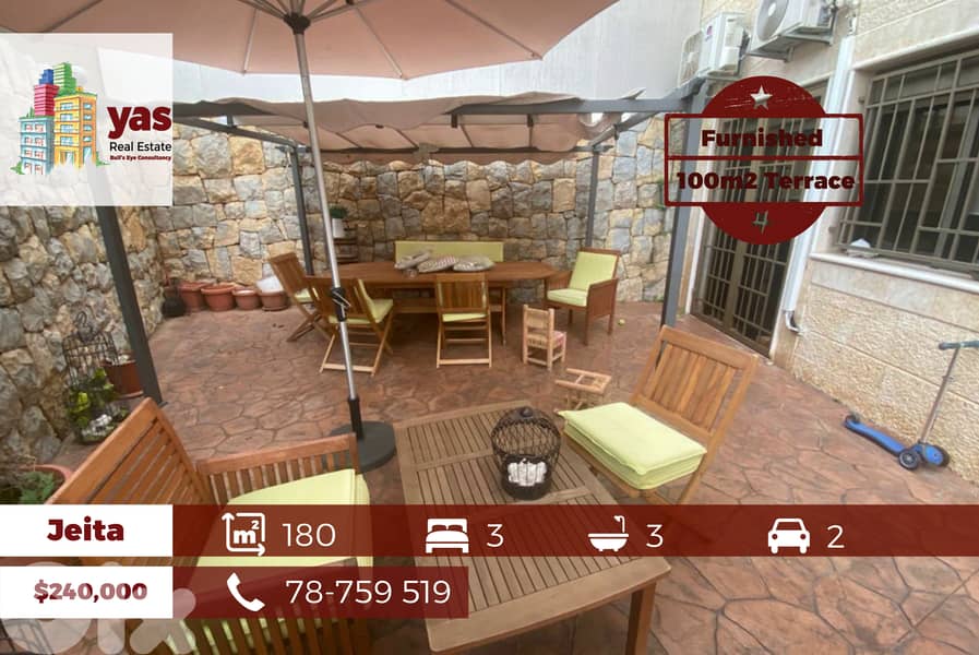 Jeita 180m2 + 100m2 Terrace | Stunning and Unique | Furnished | Luxury 0