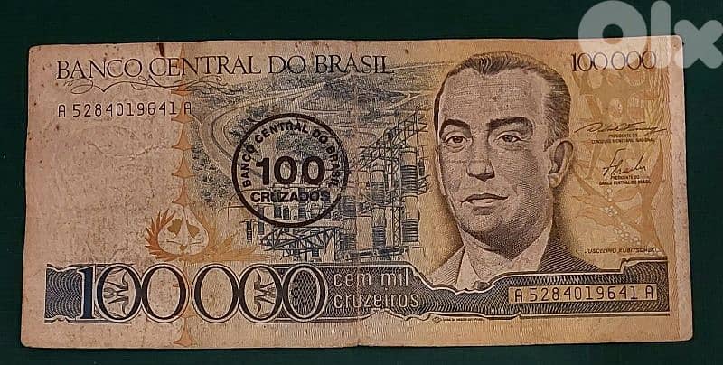 Brasil 100,000 Cruzeiros 1986 President J. Oliveira 0