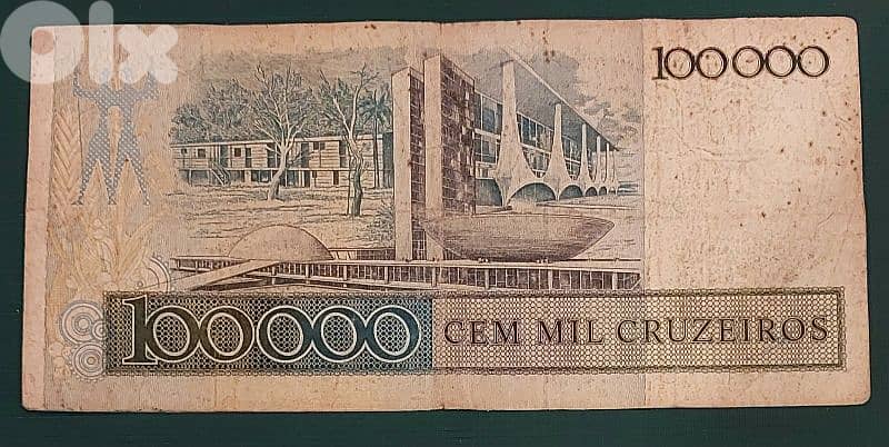 Brasil 100,000 Cruzeiros 1986 President J. Oliveira 1